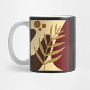 Minimal Modern  Abstract Shapes Olive Brown Leaf   Pattern Mug